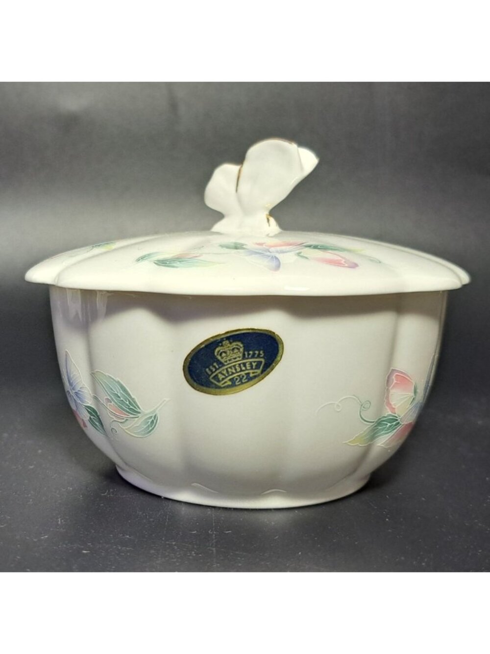 Aynsley Little Sweetheart Floral Covered Butterflies Trinket Box Bone China